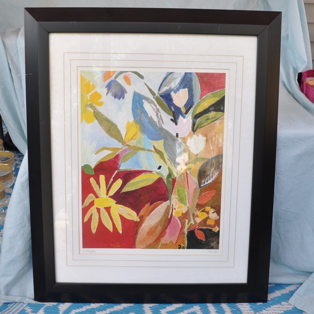 framed print Kim Parker giclee with COA "garden in Daffodils" signed (w691)